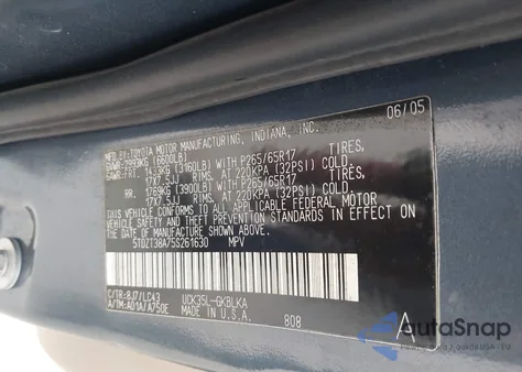 2005 Toyota Sequoia Limited V8 from USA, damaged, VIN 5TDZT38A75S261630